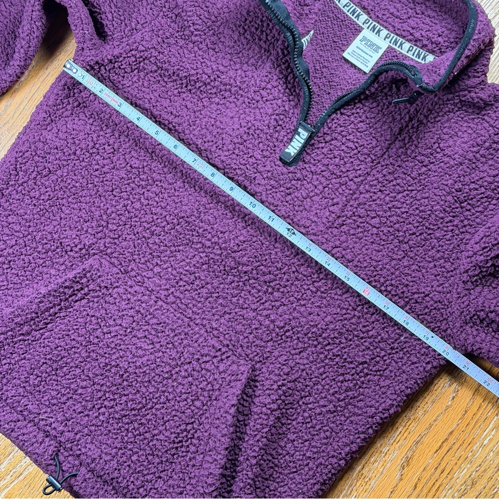 Victoria's Secret PINK Sweatshirt Womens XS Purple Sherpa 1/4 Zip Pullover - Picture 8 of 11